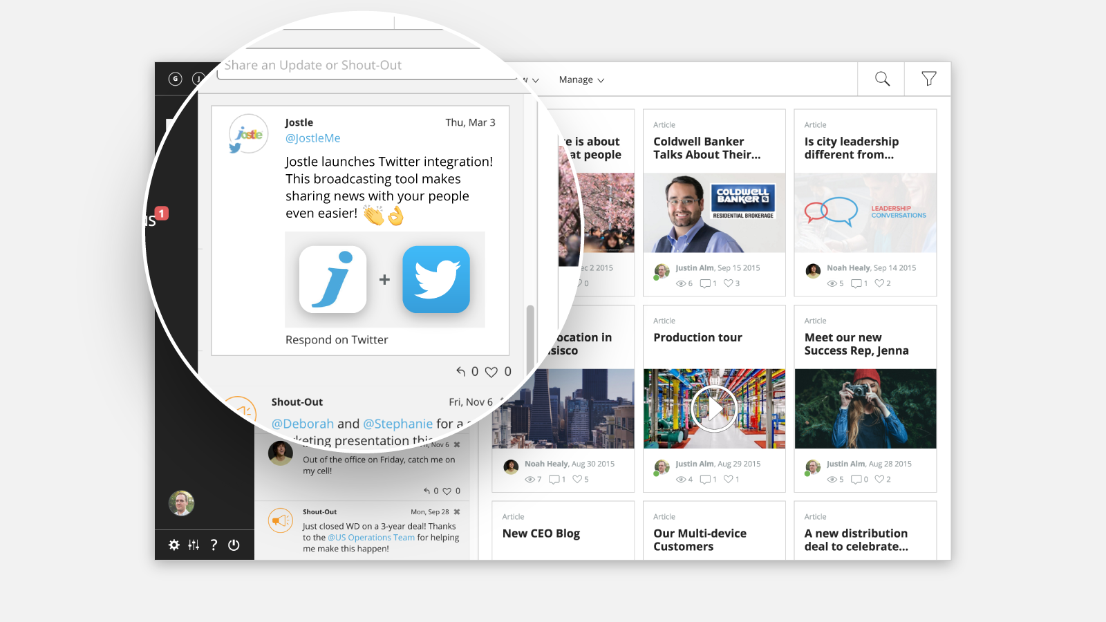 Jostle adds Twitter integration